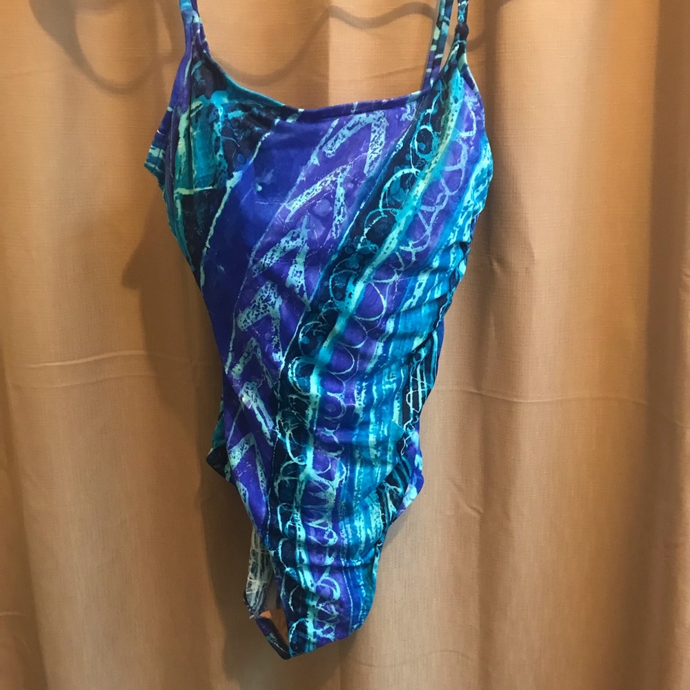 SIRENA Signatures sz 8 aqua & navy blue swimsuit